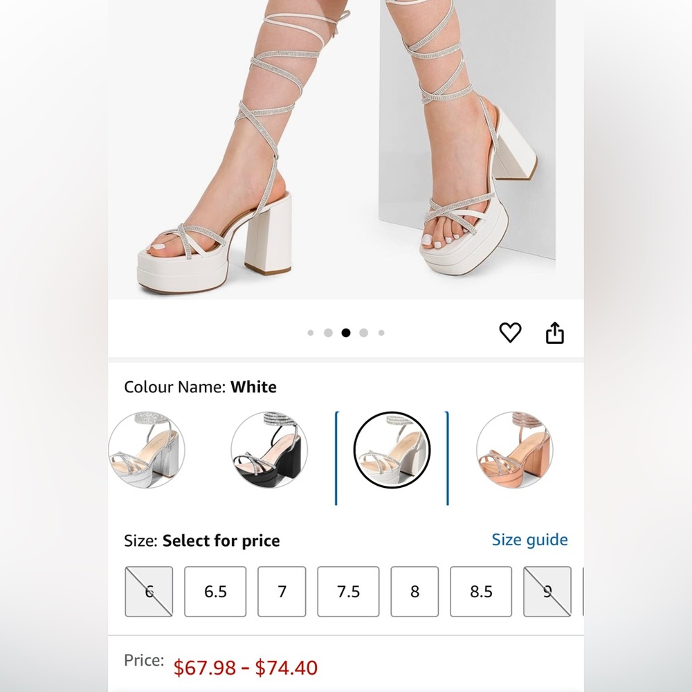 White Strappy Platform Heels - Picture 3 of 7